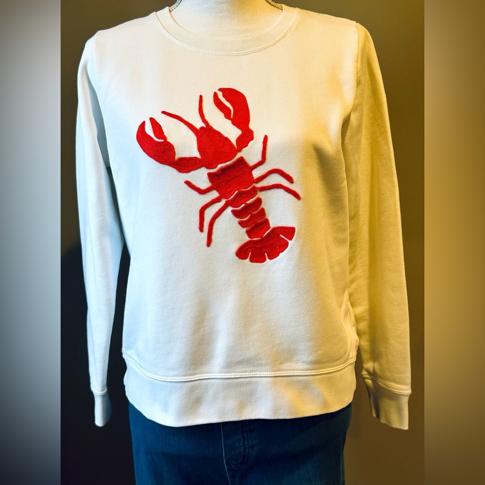 J Crew Factory Embroidered Lobster Sweatshirt, S
